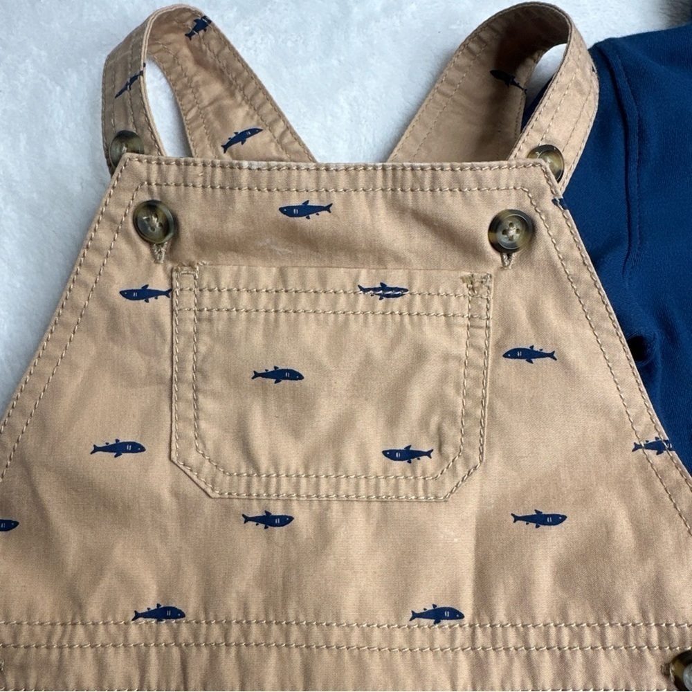Carter's Baby's Just One You Polo & Overall Blue Sharks Size 18M new no tag - Picture 6 of 10